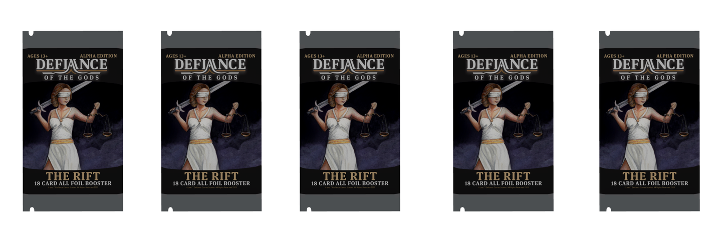 5X ALL FOIL ALPHA EDITION BOOSTER PACK: Defiance of the Gods: The Rift Booster pack